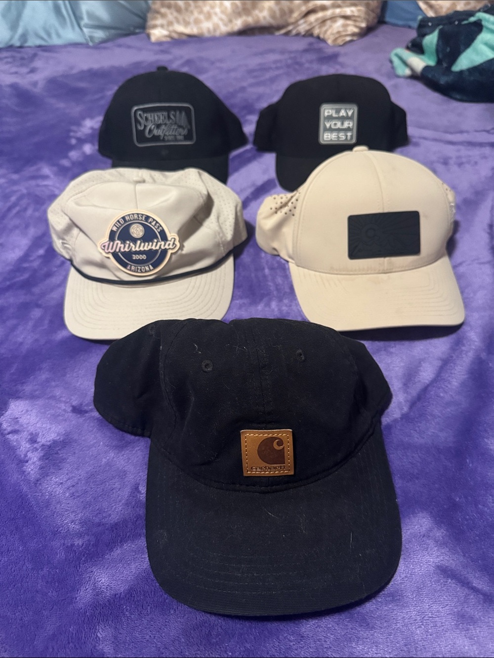 Carhartt Black Canvas Cap with Brown Leather Patch - Set of Casual Neutrals